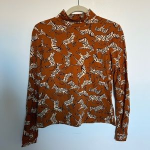 ANTHROPOLOGIE MAEVE ZEBRA TURTLENECK TOP